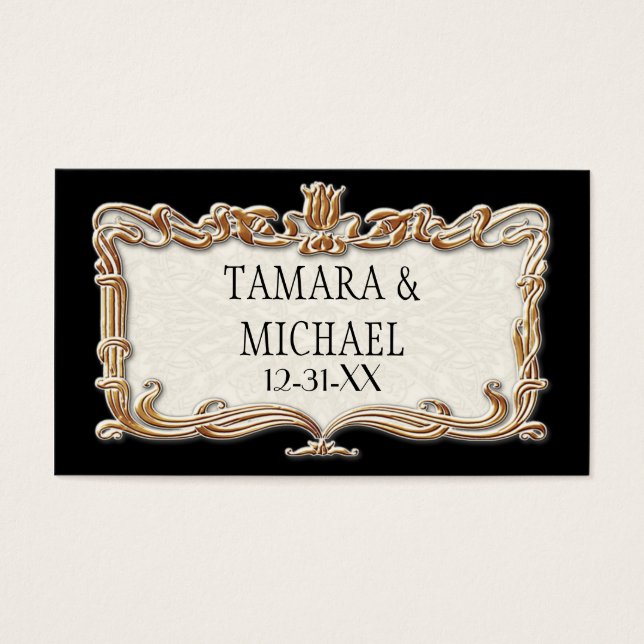 Gatsby Art Deco Nouveau Snöre Faux Guld Tulip Visitkort (Framsidan)