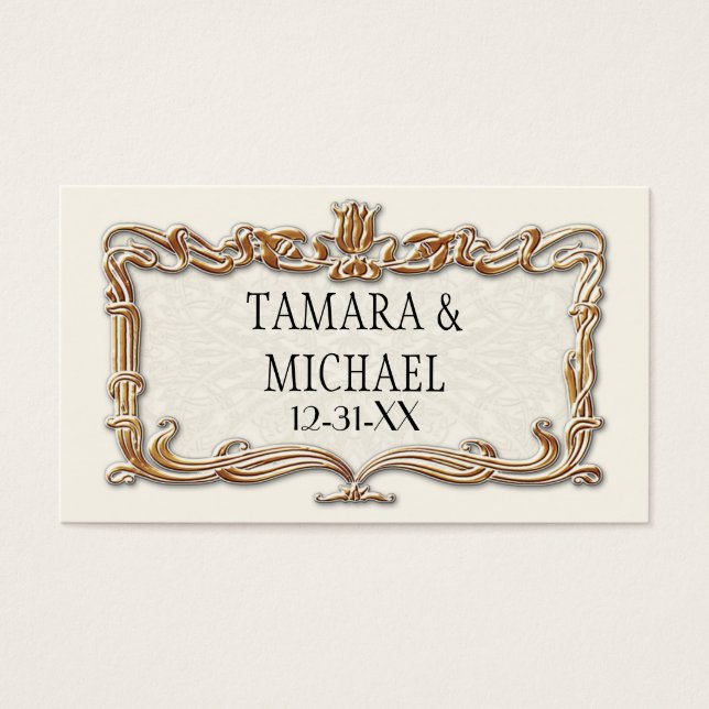 Gatsby Art Deco Nouveau Snöre Faux Guld Tulip Visitkort (Framsidan)