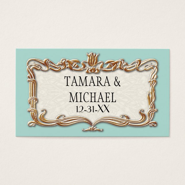 Gatsby Art Deco Nouveau Snöre Faux Guld Tulip Visitkort (Framsidan)