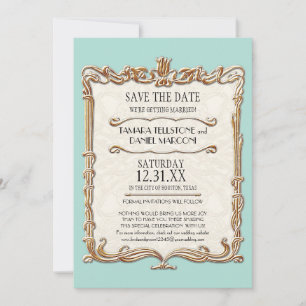 Gatsby Art Deco Nouveau Spets Falskt Guld Tulpan Inbjudningar