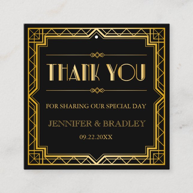 Gatsby art déco som gifta sig beställnings- färg fyrkantigt visitkort (Framsida)