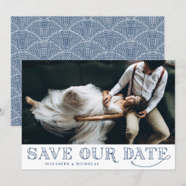 Gatsby Art Deco Typography Blue Spara datumet