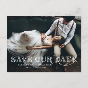 Gatsby Art Deco Typography Photo Save Date Meddelande Vykort