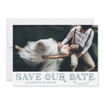 Gatsby Art Deco Typography Teal Save Date