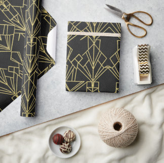 Gatsby Black & Gold Art Deco Presentpapper