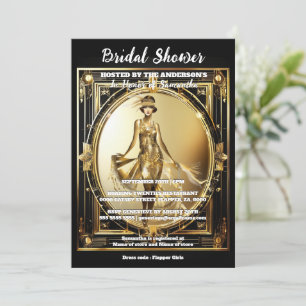 Gatsby Black guld flapper girl shiny 1920's glam Inbjudningar