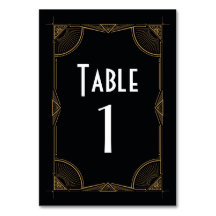 Gatsby Bordsnummer 1920's Roaring 20:e Bröllop