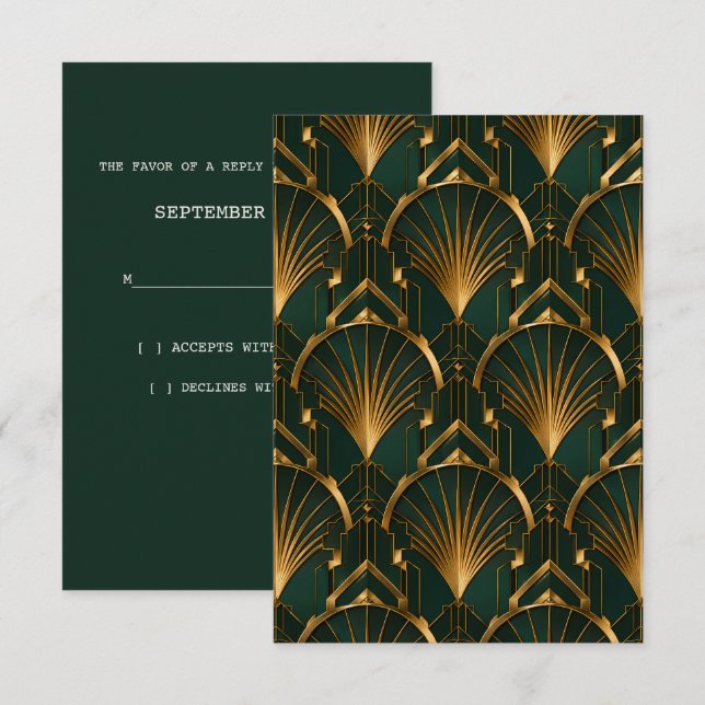 Gatsby-bröllopets RSVP-kort OSA Kort (Fram/baksida)