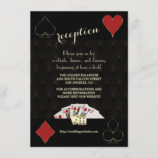Gatsby Casino Las Vegas Poker Wedding Reception Tilläggskort (Framsida)