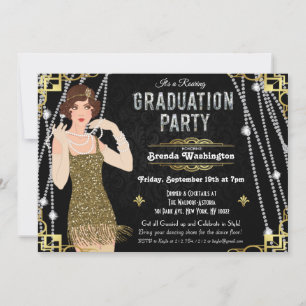 Gatsby Flapper Flicka Examen Inbjudan