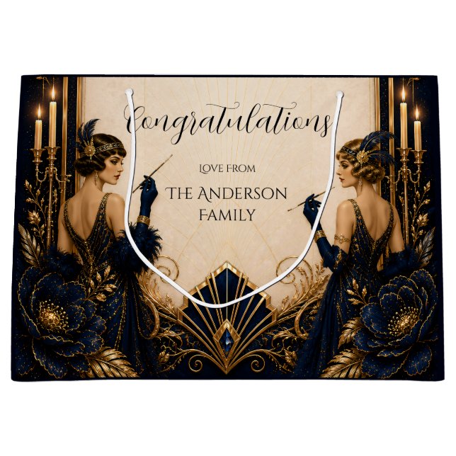 Gatsby flapper-flickor art deco bröllop STOR (Framsidan)