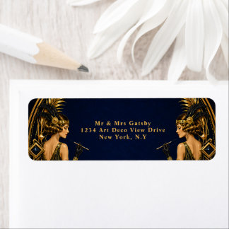 Gatsby flapper-flickor elegant tema bröllop  returadress etikett