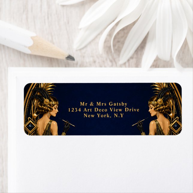 Gatsby flapper-flickor elegant tema bröllop  returadress etikett (Insitu)