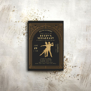 Gatsby Flapper Speakeasy Roaring 20-årsjubileum Gu Inbjudningar