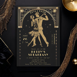 Gatsby Flapper Speakeasy Roaring 20s Deco Birthday Inbjudningar