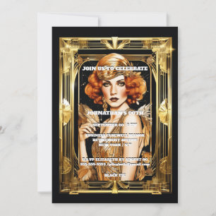Gatsby Flapper-tjejen, formell svartvit händelse Inbjudningar