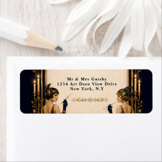 Gatsby flapperflickor 1920-tals tema bröllop redig returadress etikett