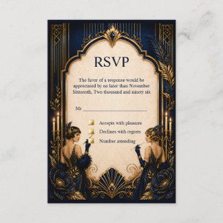 Gatsby flapperflickor tjugotalet rsvp tilläggskort