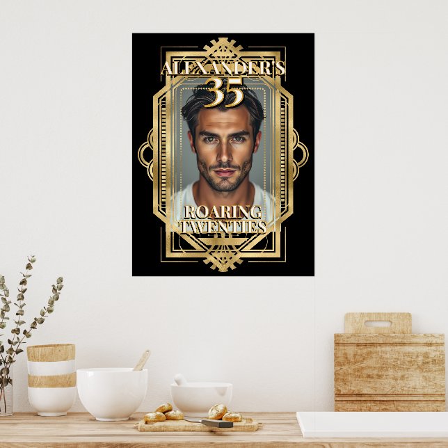 Gatsby Födelsedags Foto  Ålder Välkomstskylt Poster (Kök)
