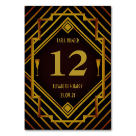 Gatsby Guld 2020's Bröllop Bordsnummer