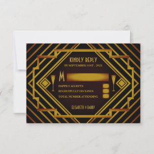 Gatsby Guld 2020's Bröllop OSA Kort
