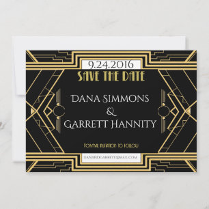 Gatsby Guld Bröllop Suite Ceremony Party Spara Datumet