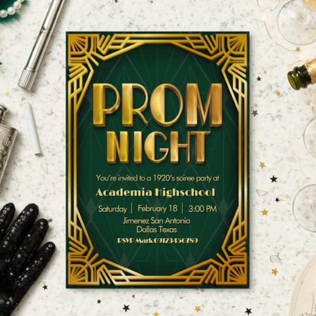 Gatsby-inbjudan till studentbalen inbjudningar (Prom Night - Gatsby Invitation)