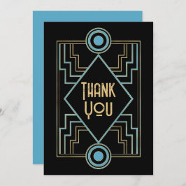 Gatsby-Inspired Art Deco Blue & Gold Wedding Photo Tack Kort