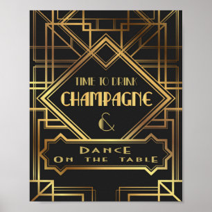 Gatsby-inspirerad affisch för att dricka champagne