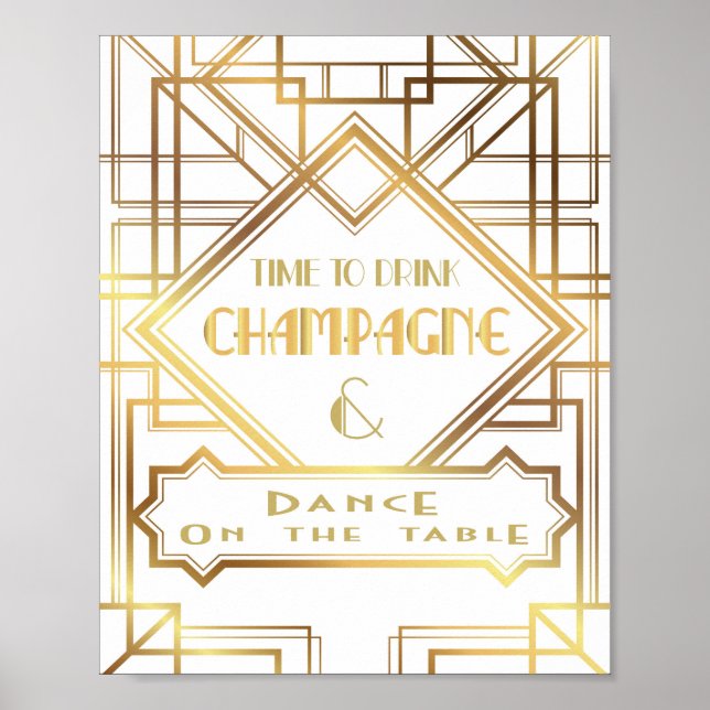 Gatsby-inspirerad affisch för drick champagne-tid (Framsidan)
