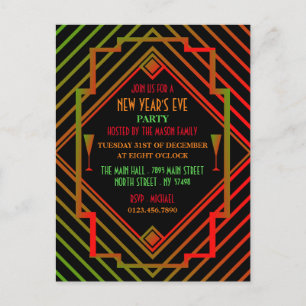 Gatsby Miami 1920:s nyårsinbjudan Vykort