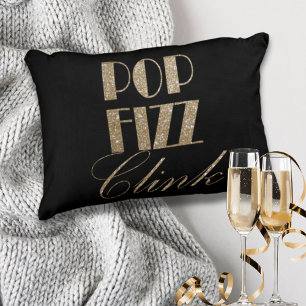 Gatsby party Guld och Black Pop Fizz Clink Prydnadskudde