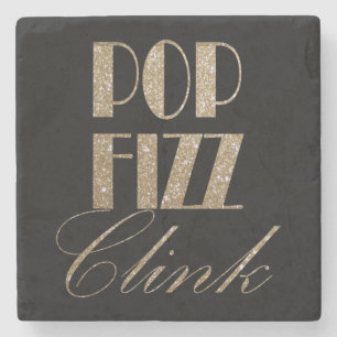 Gatsby party Guld och Black Pop Fizz Clink Stenunderlägg