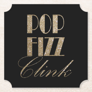Gatsby party Guld och Black Pop Fizz Clink Underlägg Papper