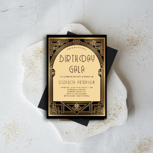 Gatsby Party Roaring 20:s Art Deco Arch Birthday Inbjudningar