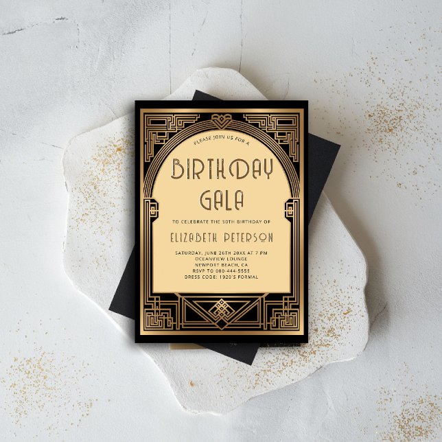Gatsby Party Roaring 20:s Art Deco Arch Birthday Inbjudningar (gatsby party invitation roaring 1920 twenties prohibition art deco nouveau frame arch business event)