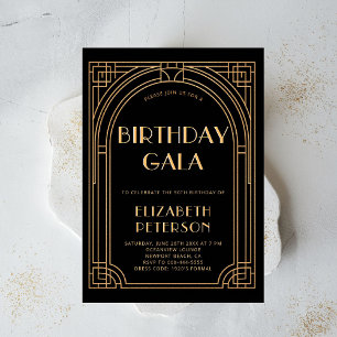 Gatsby Party Roaring 20:s Art Deco Elegant Birthda Inbjudningar