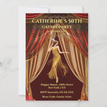 Gatsby Red Gold 50-års födelsedagsinbjudan