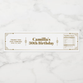 Gatsby Roaring 20 s Art Deco Tack Vattenflaskor Etikett