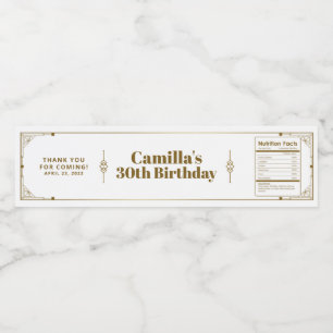 Gatsby Roaring 20 s Art Deco Tack Vattenflaskor Etikett