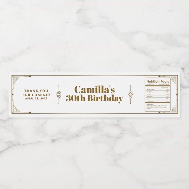 Gatsby Roaring 20 s Art Deco Tack Vattenflaskor Etikett (Singel etikett)