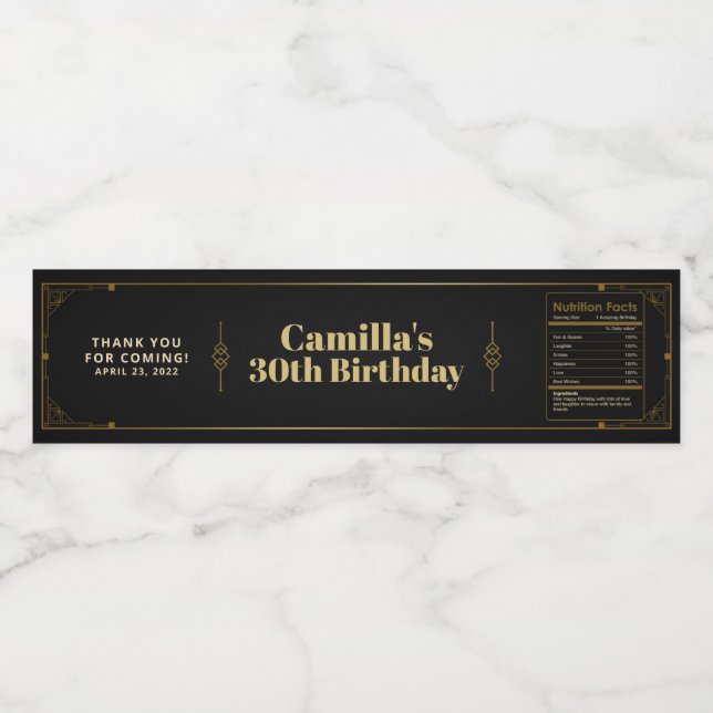 Gatsby Roaring 20 s Art Deco Tack Vattenflaskor Etikett (Singel etikett)