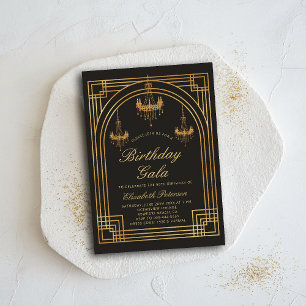 Gatsby Roaring 20s Deco Chandeliers Chic Birthday Inbjudningar
