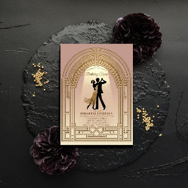 Gatsby Roaring Twenties Deco Arch Rosa Birthday Inbjudningar
