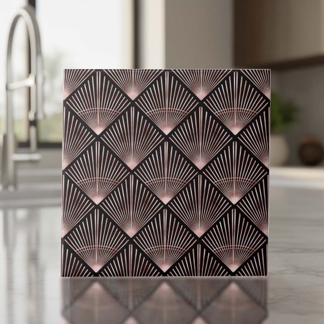 Gatsby Rose Gold Art Deco Fan Pattern ID1188 Kakelplatta (Skapare uppladdad)