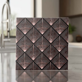 Gatsby Rose Gold Art Deco Fläktmönster ID1188 Kakelplatta