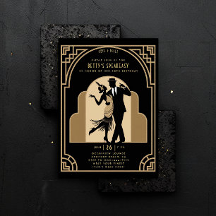 Gatsby Speakeasy Flapper Roaring 20s Deco Birthday Inbjudningar