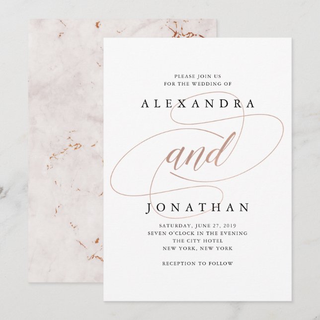 Gått med för alltid | Inbjudan till elegant bröllo (Fram/baksida)