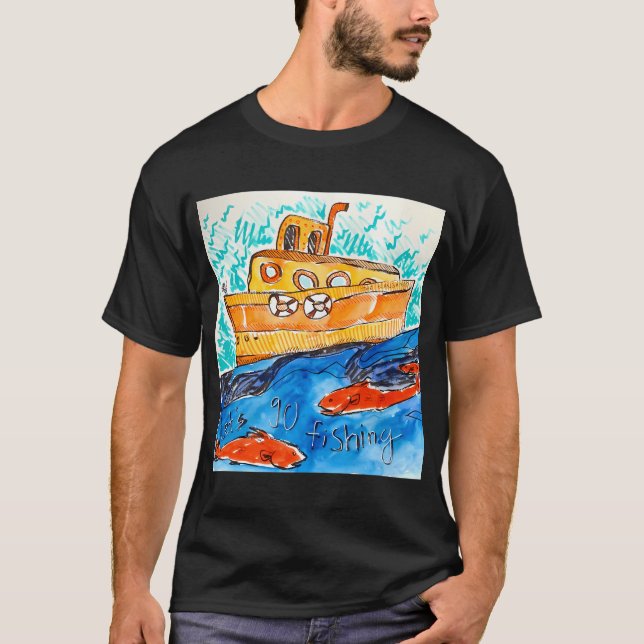 Gått på fiske t shirt (Framsida)