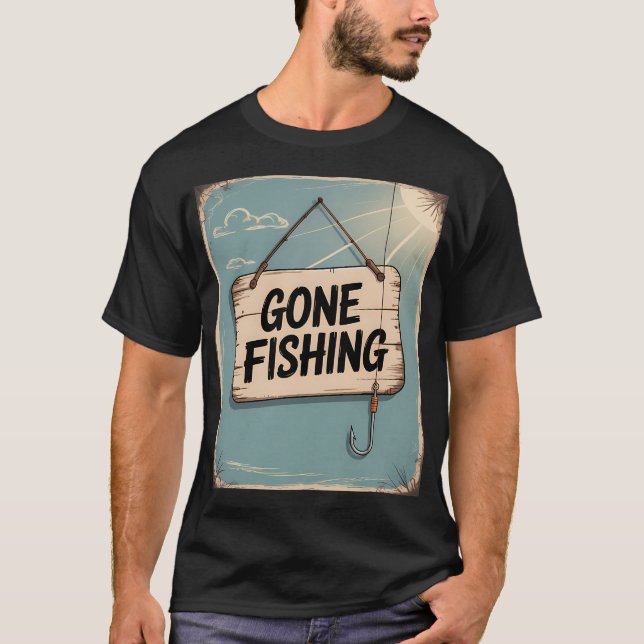 Gått på fiske t shirt (Framsida)
